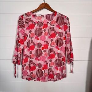 Gerry Weber Pink and Red Abstract Blouse Size 10